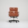 Vintage Tan Leather Swivel Office Chair Mondo by Karl-Erik Ekselius for JOC, 1960s. Image 4