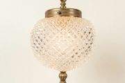 Vintage Textured Glass &amp; Brass Pendant Light