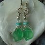 Green leaf earrings,Handmade earrings,Drop earrings,Gift Image 2
