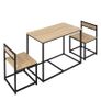 Dining Table and Chairs Set 1 Table + 2 tuck-under chairs for Kitchen - Black metal Light oak look Image 5