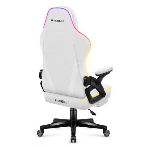 Huzaro Force 4.6 White Mesh RGB Smart Gaming Chair with Footrest - Bluetooth App & Remote Control