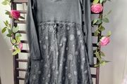 dress Bnwot grey long sleeve midi dress with contrast fabric base size European 36