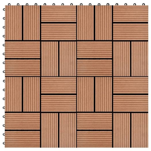 22 pcs Decking Tiles 30x30 cm 2 sqm WPC Brown