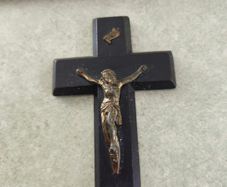 Religious French catholic wooden Cross with Thorns crucifix pendant cross of acacia