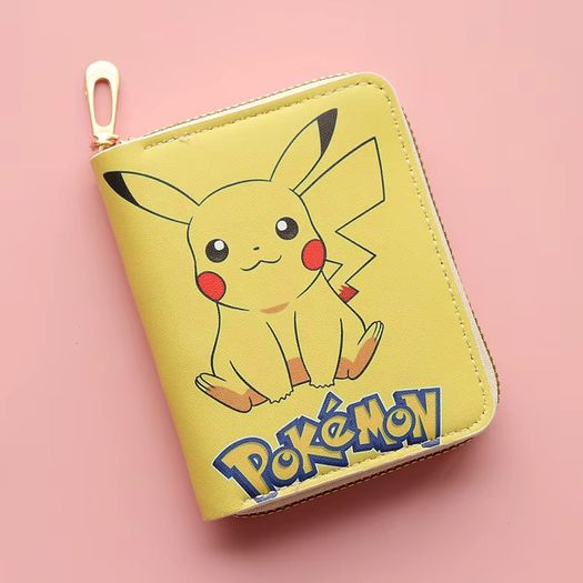 Anime Pokemon Pikachu Wallet PU Cute Cartoon Fashion Coin Purse Compact Zip Wallet Card Holder Mini Coin Purse Children's Gifts