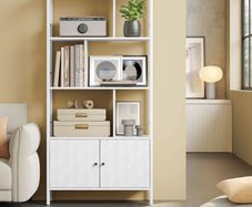 Bookcase with 4 open shelves modern two door