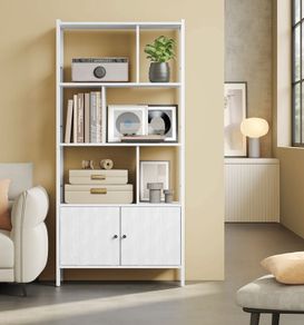 Bookcase with 4 open shelves modern two door