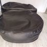 Two black leather-feel bean bags Image 3
