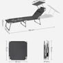 Sun Lounger, Deck Chair Folding, Sunbed, 193 x 53 x 29 cm, Max. Load 150 kg, with Sunshade Headrest Adjustable Backrest, Reclining Sun Chair for Terrace Pool Garden, Dark Grey (FREE POSTAGE) Image 6