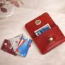 Premium Genuine Leather Wallet for Women Stylish Red Clutch Wallet with Button Closure Image 4