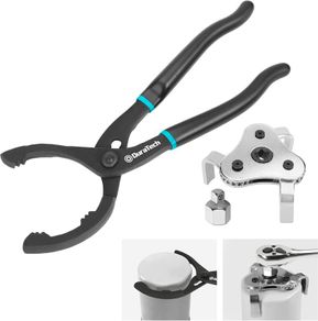 12 Adjustable Oil Filter Pliers, 2-Piece Universal Adjustable Oil Filter Wrench Set, 3 Jaw 2 Way Removal Tool, 63mm-103mm Capacity, Hand Tools for Cars Motorcycles, and Trucks Use