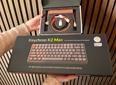 Keychron K2 Max with coiled cable