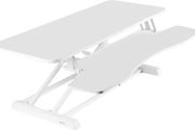 91 cm Desk Converter K Series Height Adjustable Sit to Stand Riser Dual Monitor and Laptop Workstation with Wide Keyboard Tray White DESK-V036KW