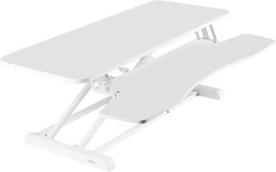 91 cm Desk Converter K Series Height Adjustable Sit to Stand Riser Dual Monitor and Laptop Workstation with Wide Keyboard Tray White DESK-V036KW