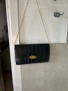 bag- Beautiful Mischa Barton black crocs pattern bag with gold hardware,