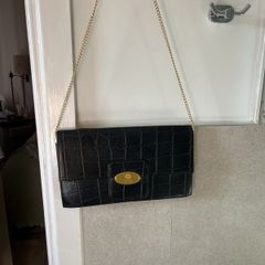 bag- Beautiful Mischa Barton black crocs pattern bag with gold hardware,