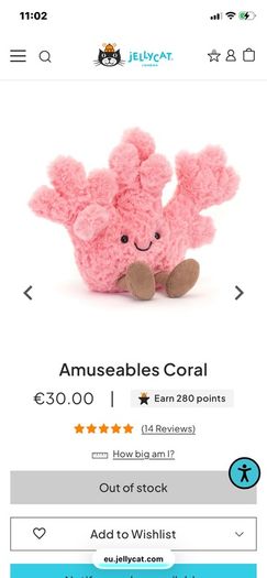 New JELLYCAT Amuseable Coral