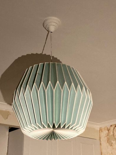 Turquoise and white origami Lightshade