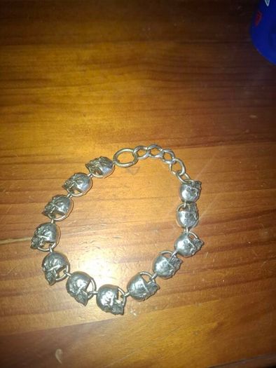 Biker skull silver braclet