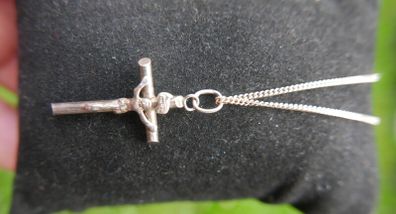Vintage Sterling Silver 925 Rose Cross Pendant on Chain 4,2g length - 17"