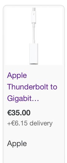 Apple Thunderbolt to Gigabit Ethernet Adapter (brand new)