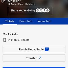Kingfishr Ticket Front Standing - 5th June St Anne's Park