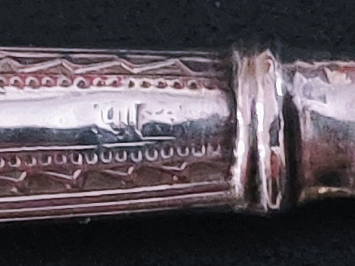 Set of 6 Antique EPNS butter knives with Sterling Silver handles