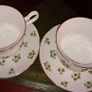 2 x Royal Grafton Fine Bone China Tea Cup & Saucer Set England Green Shamrock Floral Image 2