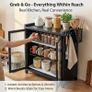 Three Tier Dustproof Dish Cabinet Carbon Steel Double Door Kitchen Storage Image 3