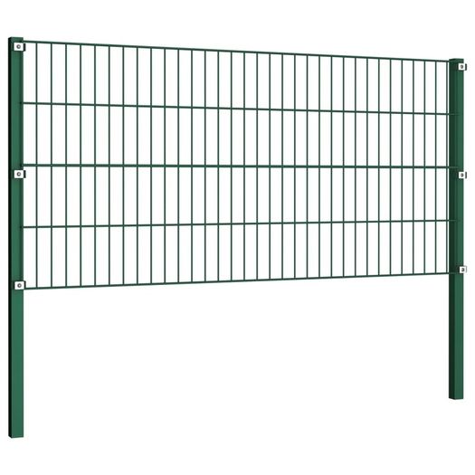 Fence Panel with Posts Iron 6.8x0.8 m Green