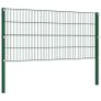 Fence Panel with Posts Iron 3.4x0.8 m Green Image 3