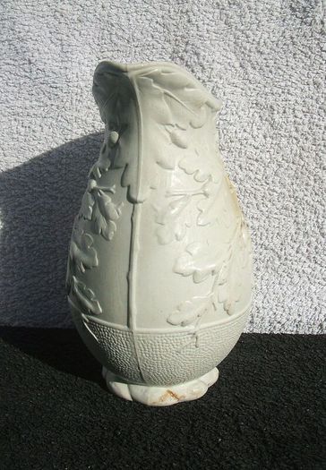 An antique Parian-bisque jug with moulded oak leaves & acrons pattern (c.1870)
