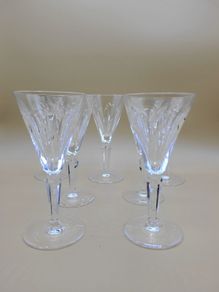 Set of 7 Waterford Crystal "Sheila" Sherry Glasses - 14cm - Signed
