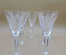 Set of 7 Waterford Crystal "Sheila" Sherry Glasses - 14cm - Signed