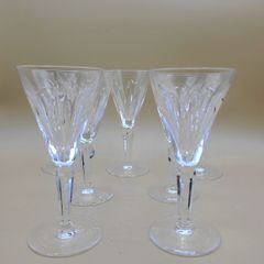 Set of 7 Waterford Crystal "Sheila" Sherry Glasses - 14cm - Signed