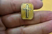 Vintage Valley Casting Gold Tone Cross Father's Day Religious Pin