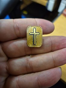 Vintage Valley Casting Gold Tone Cross Father's Day Religious Pin