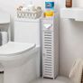 Toilet Paper Holder Stand, Toilet Storage  for Bathroom, Slim Corner Shelf for Small Space Image 3
