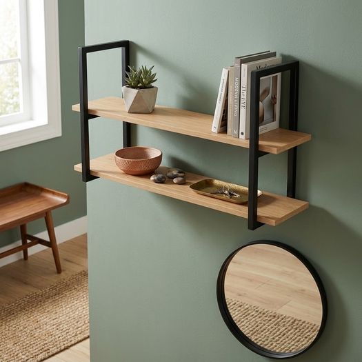STRATA Industrial Steel Shelf Brackets (Pair) | Modern Minimalist Wall Storage