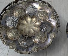 Vintage Silver Plated Serving Basket & Decorative Fork -1913