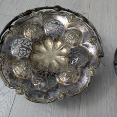 Vintage Silver Plated Serving Basket & Decorative Fork -1913