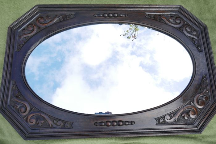 Antique Carved Oak Mirror