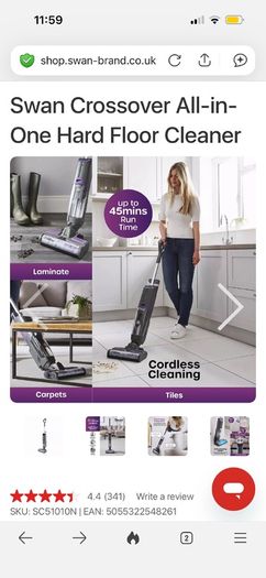 Swan Crossover All-in-One Hard Floor Cleaner(washes and hoovers at same time )