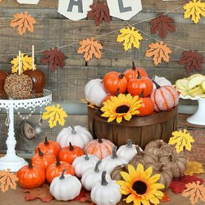 Autumn Decorations 22 Pcs Artificial Pumpkins Set Assorted Faux Harvest Pumpkins for Halloween Fall Wedding Thanksgiving Seasonal Holiday Pumpkin Ornament(Multi)