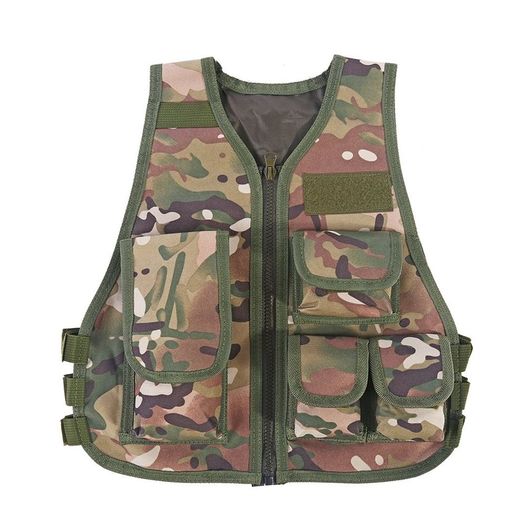 Kids Warm Camouflage Molle Tactical Vest with Pockets  Camo CP