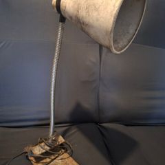 Vintage 1960's Industrial heavy duty Gooseneck Desk Lamp on a metal base, along with a flexible neck