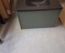 Ex Display Crosswater Vergo 700 Single Drawer Vanity Unit Sage Green with Midnight Black Glass Basin