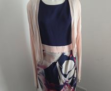 Like new. Closet London Size 16 Multi-coloured Dress with matching Saint Tropez Size L cardigan