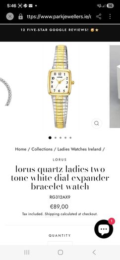 lorus quartz ladies two tone white dial expander