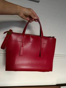 Zara Red Faux Leather Tote handbag Size M